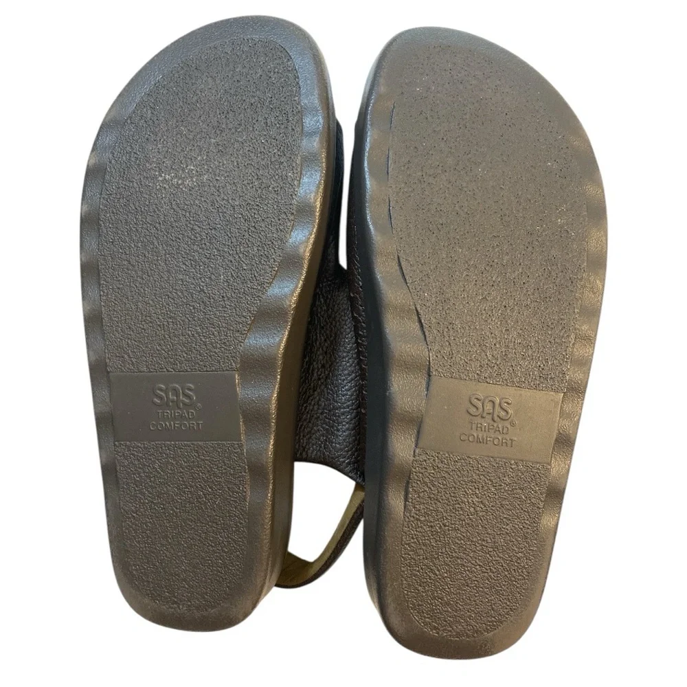 SAS Bravo Men's Comfort Sandals Size 13 Wide Brown Leather Triple Strap Orthotic - Picture 7 of 7